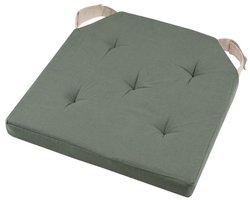 Stof Textile stoelkussen DUO - groen - 38 x 38 x 4 cm - klittenband sluiting - zitkussens - binnen/buiten