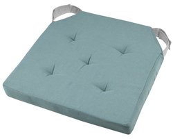 Stof Textile stoelkussen DUO - jade groen - 38 x 38 x 4 cm - klittenband sluiting - zitkussens - binnen/buiten