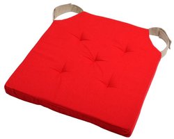 Stof Textile stoelkussen DUO - rood - 38 x 38 x 4 cm - klittenband sluiting - zitkussens - binnen/buiten