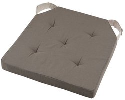 Stof Textile stoelkussen DUO - taupe - 38 x 38 x 4 cm - klittenband sluiting - zitkussens - binnen/buiten