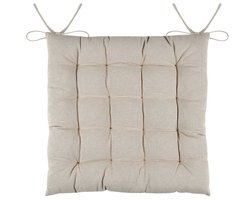 Stof Textile stoelkussens DUO - beige - 38 x 38 x 3.5 cm - touwtjes sluiting - zitkussens - binnen/buiten