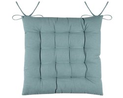 Stof Textile stoelkussens DUO - jade groen - 38 x 38 x 3.5 cm - touwtjes sluiting - zitkussens - binnen/buiten