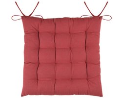 Stof Textile stoelkussens DUO - terracotta - 38 x 38 x 3.5 cm - touwtjes sluiting - zitkussens - binnen/buiten