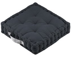 Stof Textile Vloerkussen DUO - antraciet - katoen - 45 x 45 x 10 cm - vierkant - Extra dik - extra zitplaatsen - spelen - gamen - relaxen