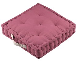 Stof Textile Vloerkussen DUO - aubergine - katoen - 45 x 45 x 10 cm - vierkant - Extra dik - extra zitplaatsen - spelen - gamen - relaxen