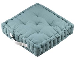 Stof Textile Vloerkussen DUO - lichtblauw - katoen - 45 x 45 x 10 cm - vierkant - Extra dik - extra zitplaatsen - spelen - gamen - relaxen