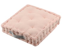 Stof Textile Vloerkussen DUO - roze - katoen - 45 x 45 x 10 cm - vierkant - Extra dik - extra zitplaatsen - spelen - gamen - relaxen