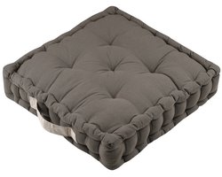 Stof Textile Vloerkussen DUO - taupe - katoen - 42 x 42 x 10 cm - vierkant - Extra dik - extra zitplaatsen