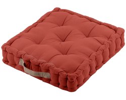 Stof Textile Vloerkussen DUO - terracotta - katoen - 45 x 45 x 10 cm - vierkant - Extra dik - extra zitplaatsen - spelen - gamen - relaxen