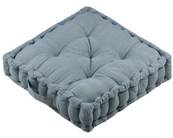 Stof Textile Vloerkussen Maxime - blauw - katoen - 45 x 45 x 10 cm - vierkant - Extra dik - extra zitplaatsen - spelen - gamen - relaxen