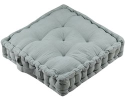 Stof Textile Vloerkussen Maxime - lichtgroen - katoen - 45 x 45 x 10 cm - vierkant - Extra dik - extra zitplaatsen - spelen - gamen - relaxen