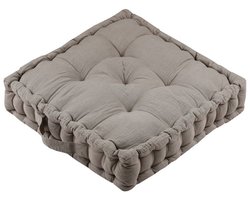 Stof Textile Vloerkussen Maxime - taupe - katoen - 45 x 45 x 10 cm - vierkant - Extra dik - extra zitplaatsen - spelen - gamen - relaxen