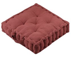 Stof Textile Vloerkussen Maxime - terracotta - katoen - 45 x 45 x 10 cm - vierkant - Extra dik - extra zitplaatsen - spelen - gamen - relaxen