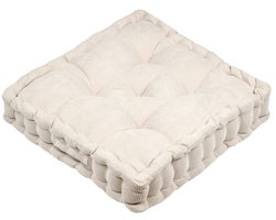 Stof Textile Vloerkussen Ribcord - lichtbeige - 45 x 45 x 10 cm - vierkant - Extra dik - extra zitplaatsen - spelen - gamen - relaxen