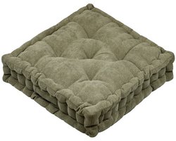 Stof Textile Vloerkussen Ribcord - olijfgroen - polyester - 45 x 45 x 10 cm - vierkant - Extra dik - extra zitplaatsen - spelen - gamen - relaxen