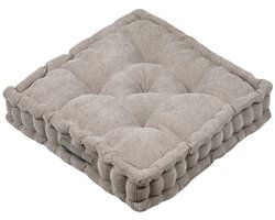 Stof Textile Vloerkussen Ribcord - taupe - polyester - 45 x 45 x 10 cm - vierkant - Extra dik - extra zitplaatsen - spelen - gamen - relaxen