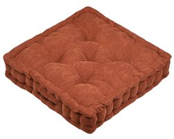 Stof Textile Vloerkussen Ribcord - terracotta - polyester - 45 x 45 x 10 cm - vierkant - Extra dik - extra zitplaatsen - spelen - gamen - relaxen