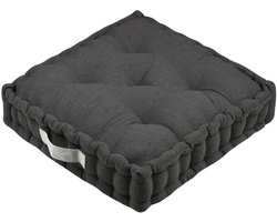 Stof Textile Vloerkussen Rilax - donkergrijs - katoen - 60 x 60 x 10 cm - vierkant - Extra dik - palletkussen