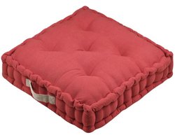 Stof Textile Vloerkussen Rilax - rood - katoen - 60 x 60 x 10 cm - vierkant - Extra dik - palletkussen