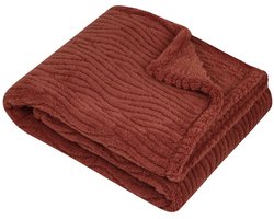 Stof Textiles Plaid / bankdeken / bedsprei Columbia - steenrood - 180 x 220 cm - zachte polyester stof - 2 persoons