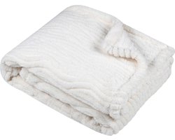 Stof Textiles Plaid / bankdeken / bedsprei Columbia - wit - 130 x 160 cm - zachte polyester stof - 1 persoons