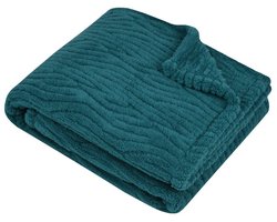 Stof Textiles Plaid / bankdeken / bedsprei Columbia - zeeblauw - 180 x 220 cm - zachte polyester stof - 2 persoons