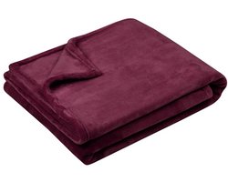 Stof Textiles Plaid/bankdeken Maribelle - bordeaux rood - 130 x 160 cm - polyester fleece - 1 persoons