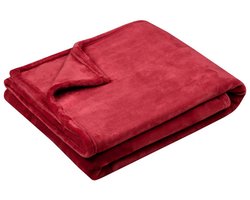 Stof Textiles Plaid/bankdeken Maribelle - diep rood - 180 x 220 cm - polyester fleece - 2 persoons