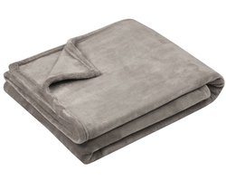 Stof Textiles Plaid/Bankdeken Maribelle - lichtgrijs - 130 x 160 cm - polyester fleece - 1 persoons