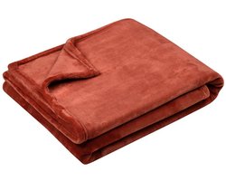 Stof Textiles Plaid/bankdeken Maribelle - terracotta - 130 x 160 cm - polyester fleece - 1 persoons