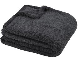 Stof Textiles Plaid/bankdeken Montreal - antraciet - 130 x 160 cm - harige polyester stof - 1 persoons