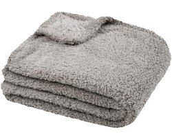 Stof Textiles Plaid/bankdeken Montreal - grijs - 180 x 220 cm - harige polyester stof - 2 persoons