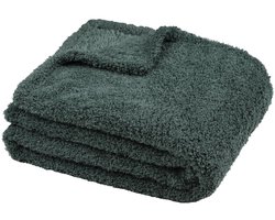 Stof Textiles Plaid/bankdeken Montreal - jade groen - 180 x 220 cm - harige polyester stof - 2 persoons