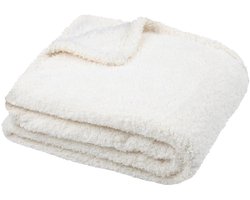 Stof Textiles Plaid/bankdeken Montreal - wit - 180 x 220 cm - harige polyester stof - 2 persoons