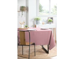 Stof Textiles Tafelkleed - 145 x 240 cm - oud roze - Eettafel tafellakens - polyester stof - tafel dekken - nette afwerking