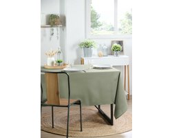 Stof Textiles Tafelkleed - 145 x 240 cm - salie groen - Eettafel tafellakens - polyester stof - tafel dekken - nette afwerking