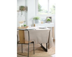 Stof Textiles Tafelkleed Nelson - 145 x 200 cm - licht taupe - Eettafel tafellakens - polyester stof - tafel dekken