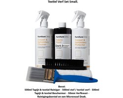 Stof Verf Set Small - Donker Bruin - Furniture Clinic - Herstel of verander de kleur van elke stof - Verf direct op stof - Transformeer alles - banken, lampenkappen, auto-interieurs