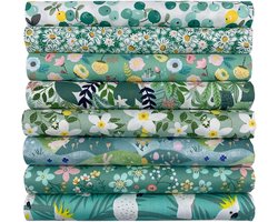 Stof vierkanten patchwork 50 x 50 cm naaien quilten bundel doe-het-zelf knutselen stof (groen)