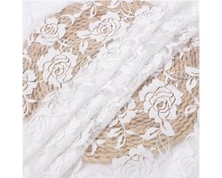 Stof vintage roos kant stof stretch geborduurde bloemenstof zachte bloem kant tule stof per meter voor naaien kleding trouwjurk party DIY wit 1 yard