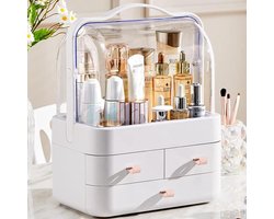 Stof-Waterbestendig Cosmetica-Organizer van Kunststof - Make up Opbergdoos - Organizer voor Parfum Lipsticks - Slaapkamer Badkamer Organisatie (Roze)