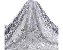 Stof, zilveren dubbelzijdige folie stof 1,2 m breed mesh kant stoffen Halloween decoratie stoffen voor doe-het-zelf kledingstuk Halloween decor, 2 m