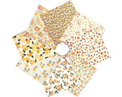 Stofbundels, 40 x 40 cm patchworkstof bedrukte bundels stoffen stoffen pakketten oranje kleurenschema voor doe-het-zelf naaipatronen ambachten