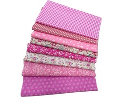 Stofbundels 50 x 50 cm vierkanten, bedrukte patronen, katoenen stof, patchwork, doe-het-zelf, naaistof voor quilten, decoratie, plakboeken, handwerk, kunst, hobby's (roze)