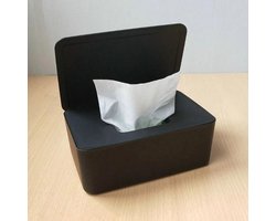 Stofdichte Tissue Box Houder - Dispenser voor Vochtige Doekjes - Opbergdoos voor Babydoekjes - Zwarte Tissuehouder