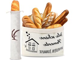 Stoffen broodmand met linnen voering voor brood en servies - modern design - perfect housewarming cadeau.