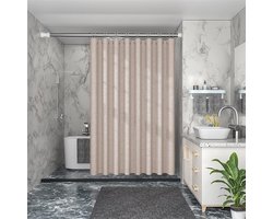 Stoffen douchegordijn - Badkamer gordijn - Douchen in huis - Waterafstotend materiaal - 180x221 cm - Beige