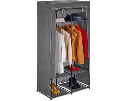 stoffen garderobekast - 2 kledingstangen - 6 vakken - opvouwbaar - 174 x 90 x 45 cm