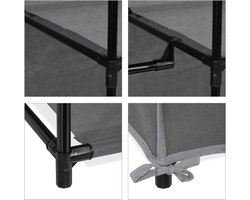 Stoffen kast met 6 vakken & roede HBD: 174x90x45 cm - Stevig opvouwbare kleerkast antracietkleur Kledingkast