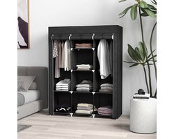 Stoffen kast met kledingstang 8 niveaus 125x43x162,5 cm lichtgrijs ruimtebesparende opvouwbare kast voor hal & slaapkamer